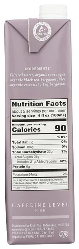 Vista 2 de Rishi Tea Concentrado de Bebida London Fog - Certificado Orgánico USDA, Té Negro y Bergamota, Incremento de Energía - Caja de 32 fl oz, 8 Porciones