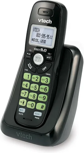 Vista 2 de VTech CS6114-11 DECT 6.0 Teléfono inalámbrico con identificador de llamada/llamada en espera, negro con 1 auricular