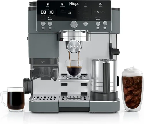 Vista 12 de Ninja Luxe Café Premier 3-in-1 Espresso Machine, Drip Coffee, & Cold Brew Molinillo incorporado, espumador de leche manos libres y manipulación