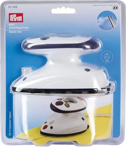 Vista 6 de PRYM _611916-1 Plancha de Vapor Mini con Enchufe Reino Unido, Blanco, 7.5 x 6.7 x 0.37 in
