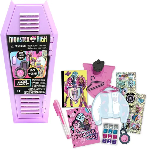 Vista 7 de Tara Toy Monster High: Design Activity Locker - Doodle & Decorate, estuche de almacenamiento en forma de ataúd de lavanda con bloqueo, mini