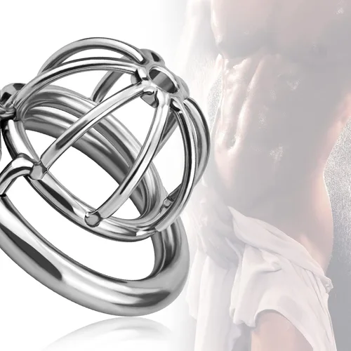 Vista 2 de Dispositivos de castidad masculina, jaulas para pene con cerradura de acero inoxidable, burlas, BDSM, restricción de bondage, juguetes sexuales