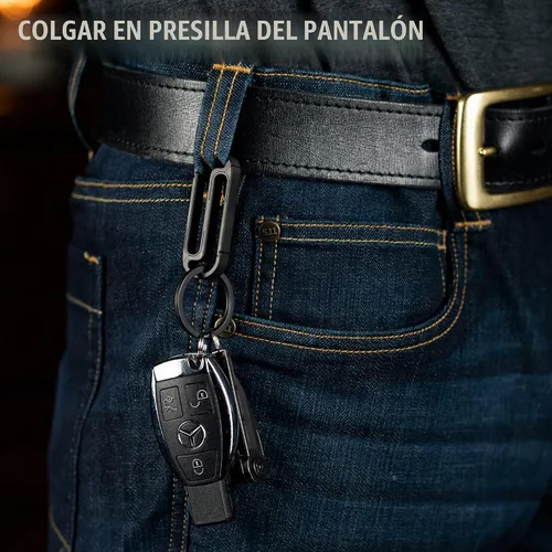 Vista 4 de KeyUnity Clip de cinturón Titanium del tenedor de la llave, llavero lateral doble del mosquetón para los hombres Km10 (Pvd Negro)