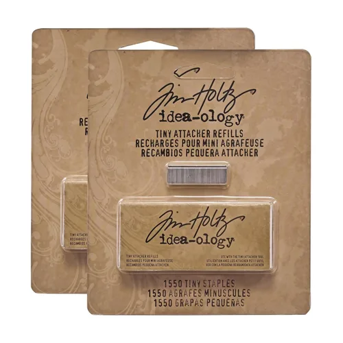Vista 3 de Tim Holtz Idea-ology Recambios de metal para accesorios pequeños, caja de 1550 grapas, 0.25 pulgadas, TH92801