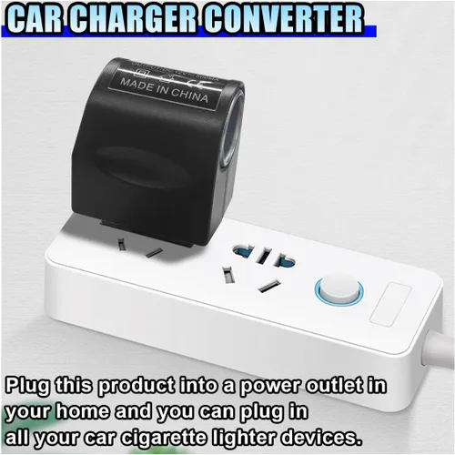 Vista 4 de Convertidor adaptador de CA a CC, CC 12V 500mA, adaptador de corriente para encendedor de cigarrillos de automóvil, enchufe de corriente