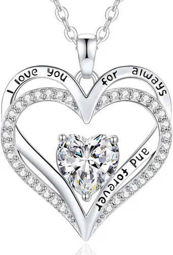 Vista 16 de CDE Collares de piedra natal para mujer, plata de ley 925, collar con colgante de corazón para siempre, Navidad, cumpleaños, aniversario, día de San