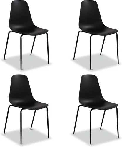 Vista 9 de Poly & BARK Isla - Juego de 4 sillas de cocina modernas, sillas de comedor de plástico con patas de metal, montaje rápido, sillas simples de café