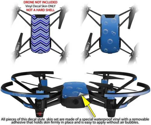 Vista 2 de Skin Decal Wrap 2 Pack para DJI Ryze Tello Drone Zig Zag Blues Drone no incluido