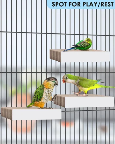 Vista 4 de KATUMO Juguetes para pájaros, periquito de papel de 7.8 pulgadas, trituración, juguetes para masticar, loro perca, plataforma, conure, juguetes