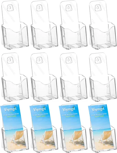 Vista 10 de Paquete de 2 soportes para folletos plegables de acrílico transparente de 6