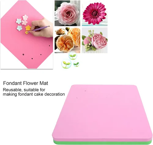 Vista 6 de Almohadilla de espuma de fondant, alfombrilla rectangular de esponja de fondant con 5 agujeros para decoración de tartas, hecha personalmente