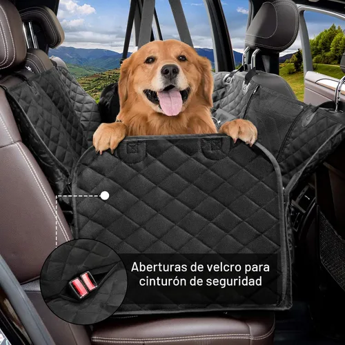 Vista 2 de Femuar Funda de asiento de coche para perro con bolsillos de almacenamiento, ventana visual de malla, impermeable, antideslizante, de servicio