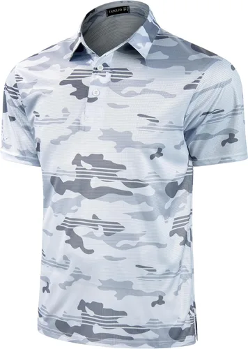 Vista 174 de TAPULCO Camisetas tipo polo de secado rápido para hombre, diseño de camuflaje, atléticas, ligeras, transpirables, casuales, para golf