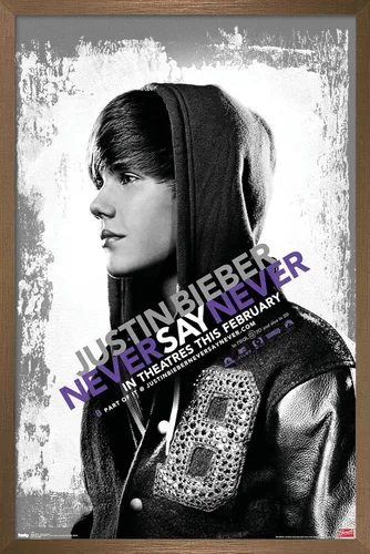 Vista 13 de Trends International Justin Bieber - Póster de pared con texto en inglés "Never Say Never Say Never", 14.725 x 22.375 pulgadas, versión enmarcada