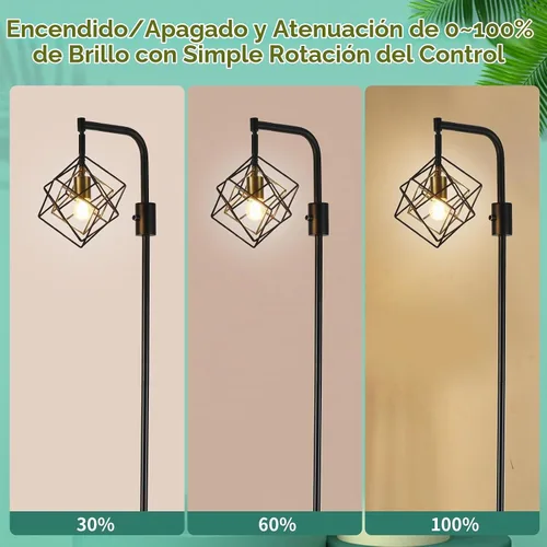 Vista 2 de Lámpara de pie regulable para sala de estar, 1 lámpara rústica de pie alta, moderna lámpara de pie brillante, lámpara de pie industrial