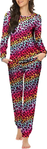 Vista 29 de Ekouaer - Conjunto de pijama de manga larga para mujer, ropa de dormir suave con cuello redondo y bolsillos, conjuntos de ropa de descanso Negro