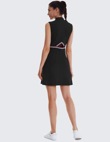 Vista 2 de BALEAF Vestido de tenis de golf para mujer sin mangas 4 bolsillos con pantalones cortos interiores UPF 50 entrenamiento deportivo deportivo