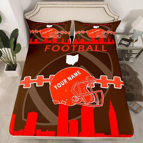 Vista 28 de Erosebridal Juego de sábanas bajeras personalizadas de fútbol americano para niños y niñas, juego de cama de jugadores de fútbol, juego de ropa