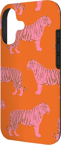 Vista 2 de Funda para iPhone 17 con diseño de tigre rosa y naranja