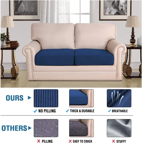 Vista 53 de H.VERSAILTEX Fundas de Cojín de Asiento Individuales Super Elásticas Fundas de Sofá Fundas de Cojín de Sofá Fundas Deslizables Juegos Tela de Sarga
