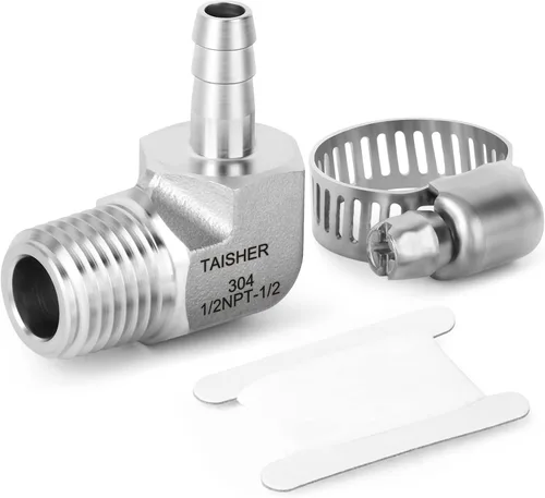 Vista 20 de TAISHER 1 PIEZA Accesorio de Manguera Codo de Acero Inoxidable 304 de 90 Grados - Púa de 1" x Púa de 1" para Combustible/Aire/Líquido/Gas con 2