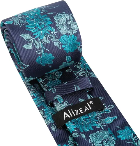 Vista 175 de Alizeal Mens 3.15inches Leaf Flower Pattern Tie with Floral Pocket Square Set