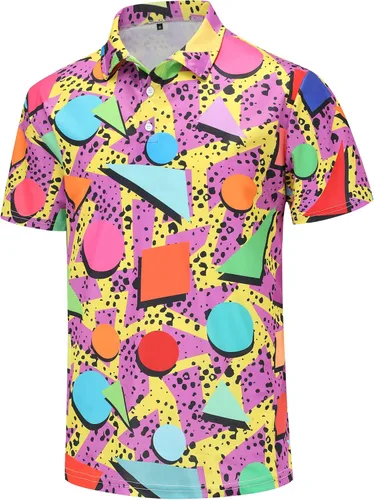 Vista 37 de Camisas de golf para hombre, Dry Fit, camisa de golf de manga corta, divertidas camisas polo de golf