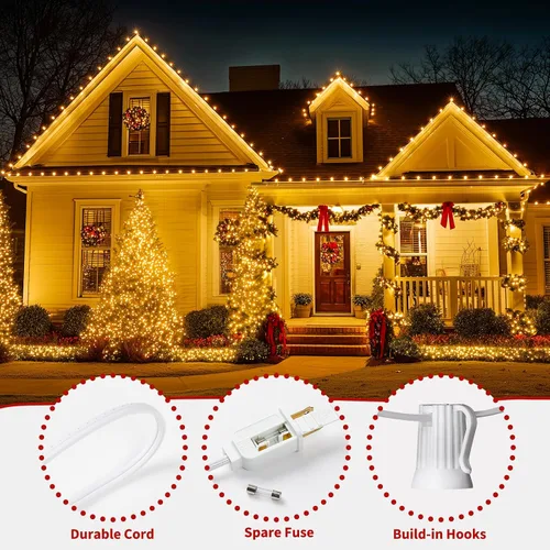 Vista 4 de Brightown Tira de luces de bombillas C9 de 25 pies para exterior, luces de Navidad blancas para patio, habitación, fiesta navideña, decoración