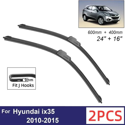 Vista 2 de Car Wiper Compatible with Hyundai ix35 2010-2015 Front Wiper Blades Soft Rubber Windscreen Wipers Auto Windshield 24"+16" 600mm + 400mm