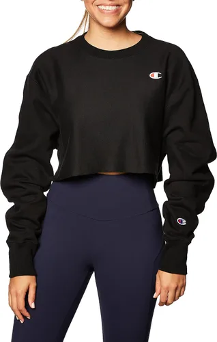 Vista 4 de Champion Camiseta corta de tejido inverso para mujer, pecho izquierdo C, Azul (Active Blue)