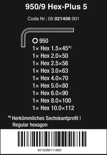 Vista 2 de 950/9 SM N HEX LLAVE SET