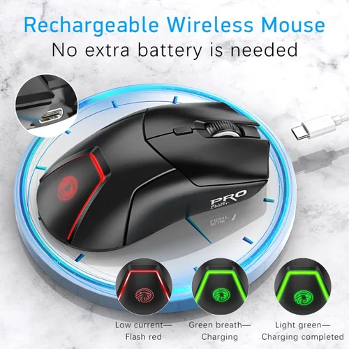 Vista 3 de FMOUSE Mouse inalámbrico para laptop, mouse Bluetooth ergonómico con triple modo (Bluetooth dual + 2.4G inalámbrico) 4000 DPI USB-C recargable