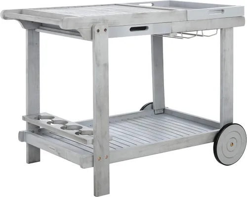 Vista 6 de Safavieh -Carrito de té de madera natural Orland Outdoor Collection