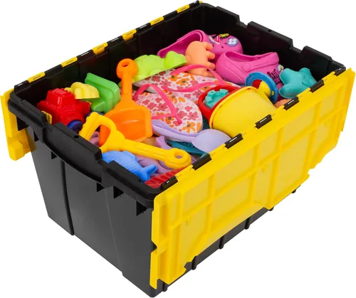 Vista 7 de Akro-Mils KeepBox Contenedor de almacenamiento de 12 galones, caja de almacenamiento de plástico apilable y anidable con tapa adjunta, bolsa