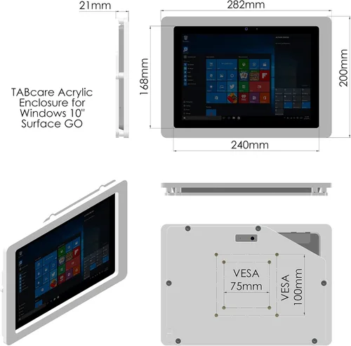 Vista 4 de Funda de acrílico VESA antirrobo para tableta Microsoft Surface Go con montaje en pared (superficie Go 1/2/3/4, negro)