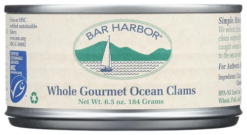 Vista 12 de Bar Harbor Large Cut Canned Chopped Surf Clams in Clam Juice, 6.5 oz. (Pack of 12)