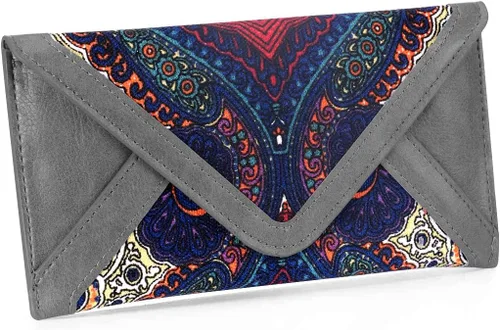 Vista 2 de Cartera de tarjetas para mujer estilo sobre tarjetero para tarjetas de crédito bonita cartera para dinero en efectivo para mujer Gris Classic