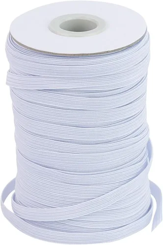Vista 13 de Banda elástica plana para costura, 1/2 pulgada, 50 yardas de alta elasticidad, cordón elástico negro, cuerda elástica de punto para coser
