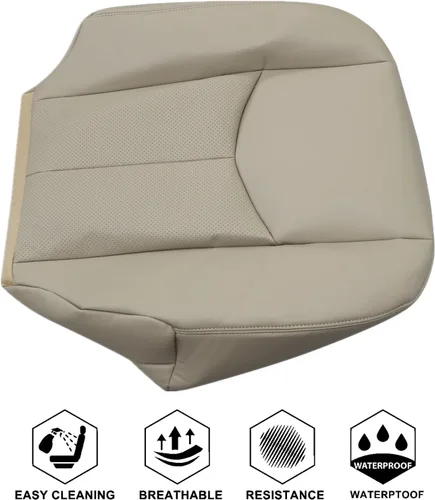 Vista 6 de NLQR Shale Light Neutral Tan #152 Juego de fundas de asiento de microfibra perforada para conductor y pasajero, compatible con Cadillac Escalade ESV