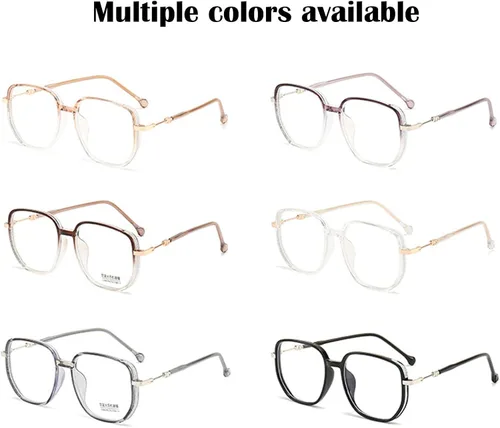 Vista 4 de Lentes de lectura portátiles a la moda para mujer, anti luz azul, cuadrados, con bloqueo de luz azul, portátiles ultraligeros (negro, 0)