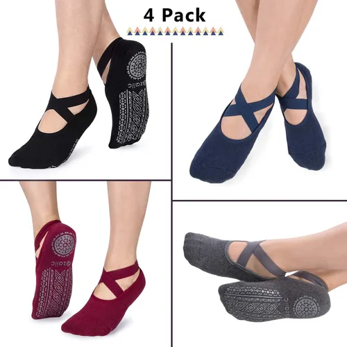 Vista 2 de Ozaiic Calcetines antideslizantes para yoga pilates barre fitness hospital para mujer