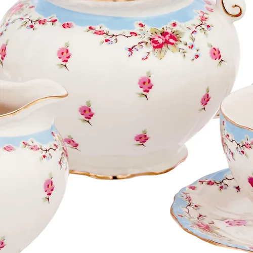 Vista 7 de Juego de té de 11 piezas de porcelana clásica Gracie China, Azul