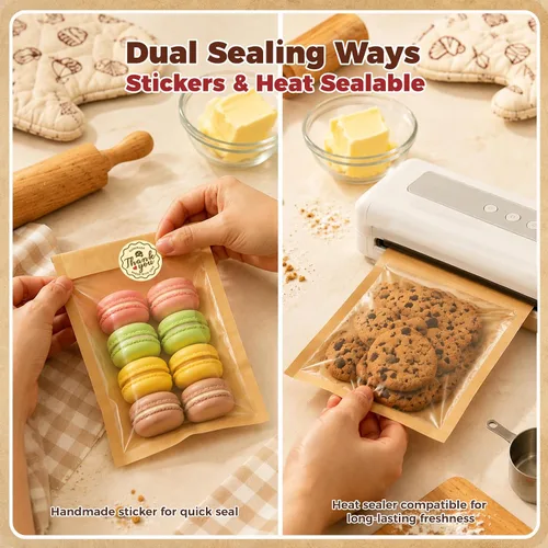 Vista 5 de 120 bolsas de galletas con sello, embalaje de galletas de 5.7 x 6.5
