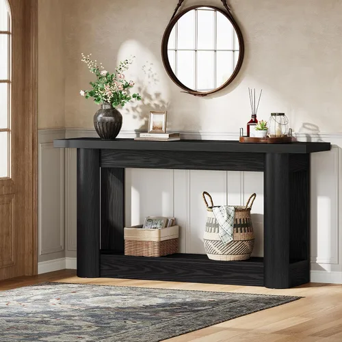 Vista 9 de Tribesigns Mesa consola moderna de 63 pulgadas, mesa de sofá larga estrecha