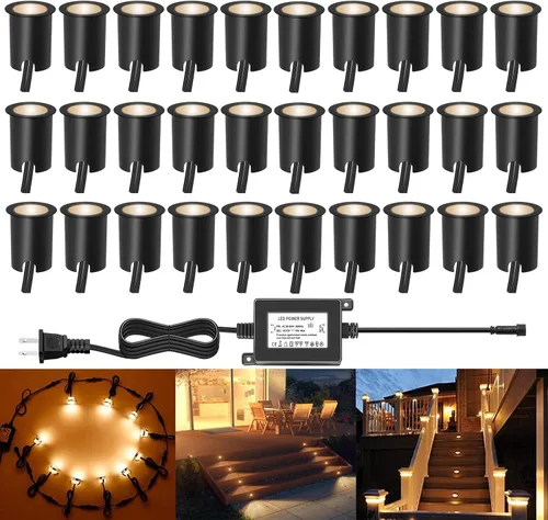 Vista 42 de Kits de luces LED empotrables para cubierta con carcasa protectora, iluminación LED de paisaje al aire libre IP67 impermeable, CC 12 V de bajo Azul