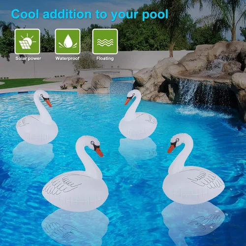 Vista 8 de Goallim Luces Flotantes Solares Cisne - Impermeable Inflable LED Multicolor para Piscina, Playa, Jardín, Patio y más