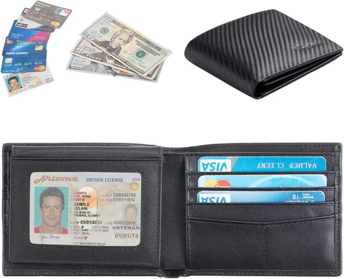 Vista 4 de Travelambo Cartera de cuero genuino con bloqueo RFID para hombre, billetera plegable clásica