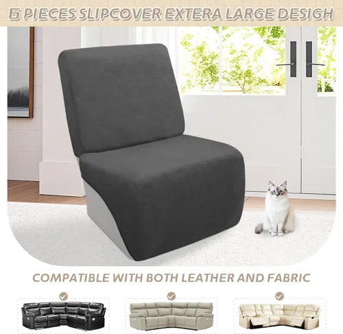 Vista 642 de Arfntevss Fundas de sofá seccional reclinable de terciopelo, Funda de sofá seccional de esquina para sofá reclinable, Funda elástica suave