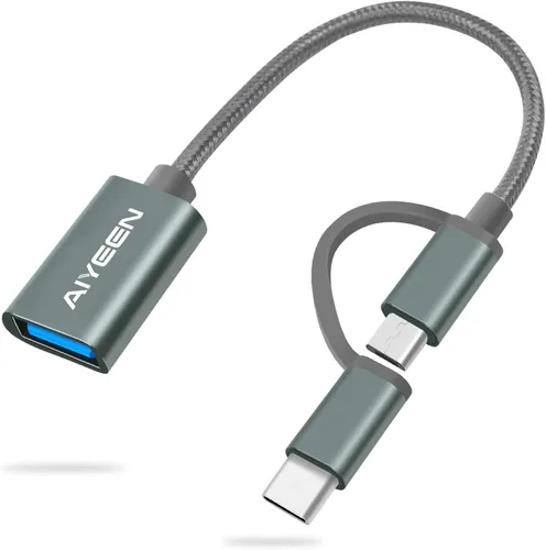 Vista 11 de Adaptador USB-C/Micro a USB, USB 3.0 2 en 1, cable adaptador OTG, compatible con MacBook Pro, Android, Google, Samsung y más, negro