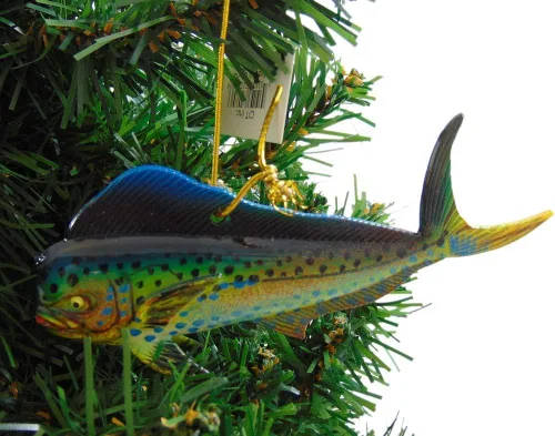Vista 3 de Mahi Mahi - Adorno realista de pez dorado para árbol de Navidad, 4 pulgadas Dolphinfish, diseño de PVC duradero, gran regalo para entusiastas